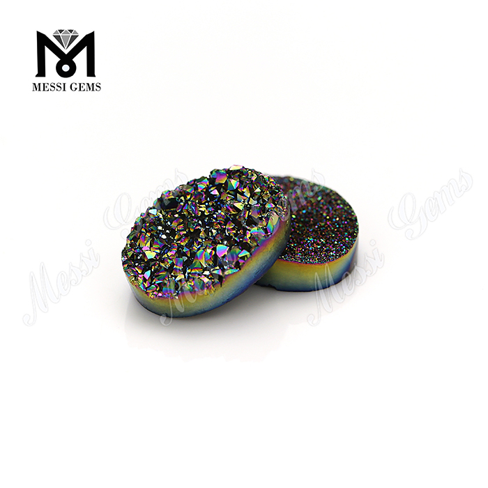 Rainbow Color Oval Shape Druzy Agate Stones