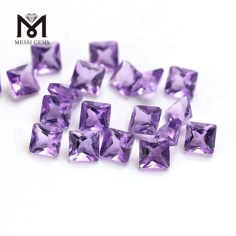 3x3mm small princess cut amethyst quartz synthetic stone