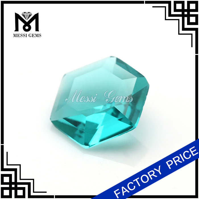 Green crystal glass gems stone hexagon shape glass gemstone