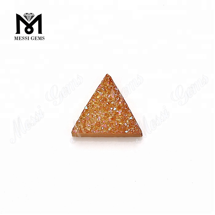 Loose Triangle 12*12mm Amber Color Natural Druzy Agate Gemstones