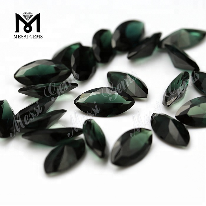 Loose gemstone #152 Marquise Cut Dark Green Synthetic Spinel Stone