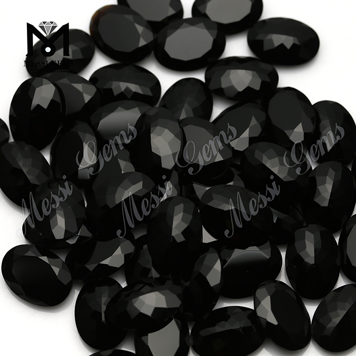 Wholesale good quality 13*18 oval gemstone natural black agate