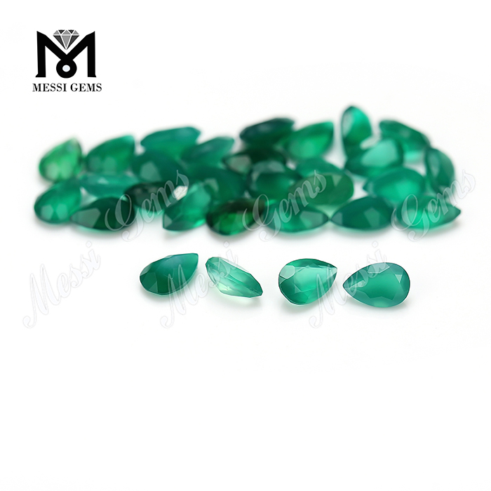 Natural agate factory price pear shape green agate stone for ring