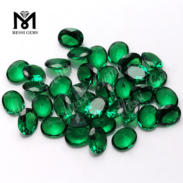 loose synthetic oval shape green 8*10 nano gem stone