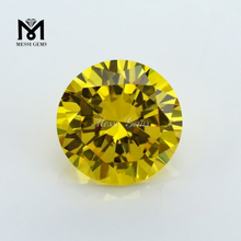 Golden Yellow Top Shining Round Diamond Cut Synthetic Cubic Zirconia Gemstone