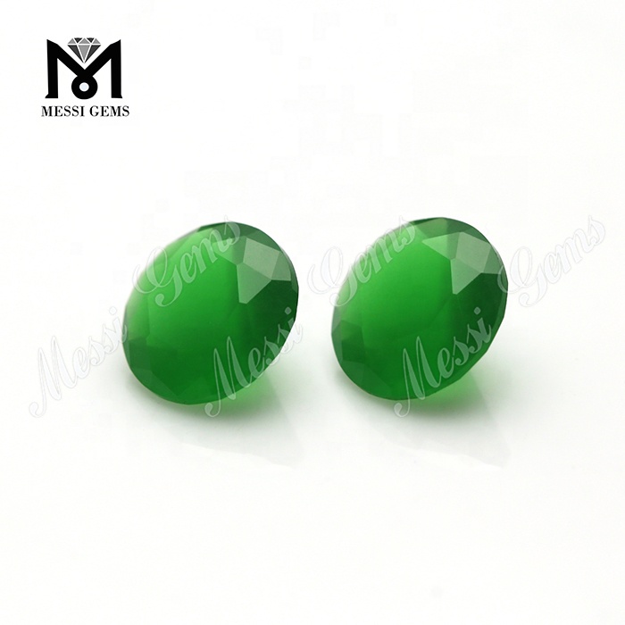 Wholesale Machine Cut Round 7.0mm Emerald Green Loose Gemstone Bead for Jewelry