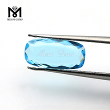 6 x 12 mm cushion double checkerboard sky blue color glass stone