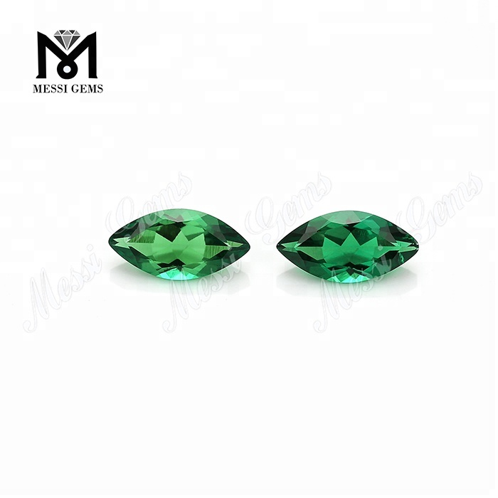 4x8 Marquise Shape Created Emerald Loose Gemstone Hydrothermal Emerald