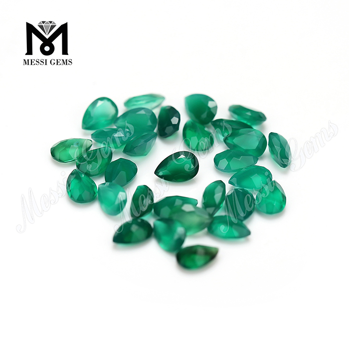 Natural agate factory price pear shape green agate stone for ring