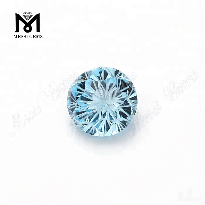Flower Cut Fancy Cutting Round Shape 14.0mm Aquamarine Gemstones Price