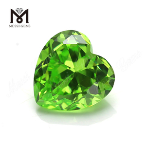 Heart shape 10x10mm apple green cubic zirconia synthetic cz gemstone