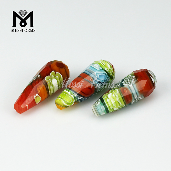 drop shapes with different colors Murano frost bead Millefiorie