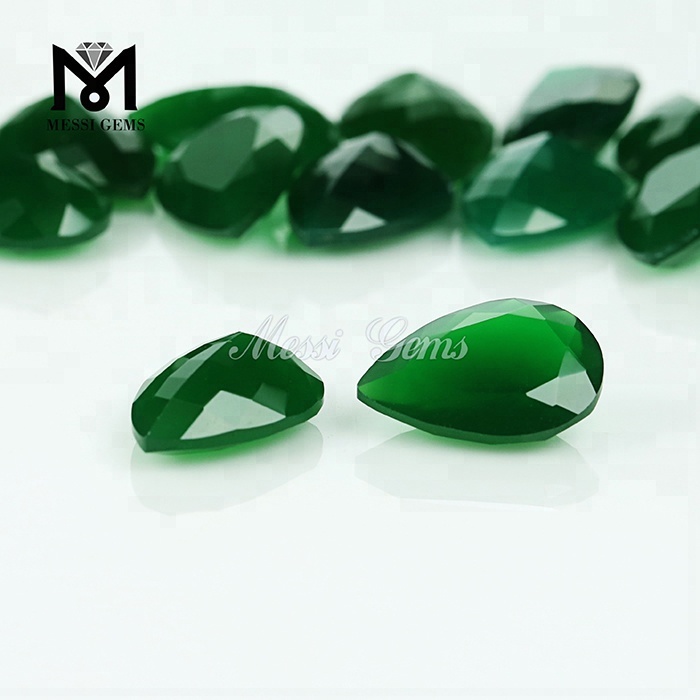 Factory Direct Sell Loose Gems Pear Cut 10 x 14mm Green Agate Stone