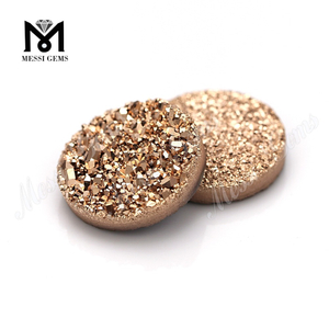 12MM Round Rose Gold Natural Druzy Stone