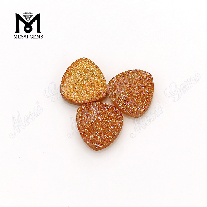 trillion cut amber color druzy stones wholesale