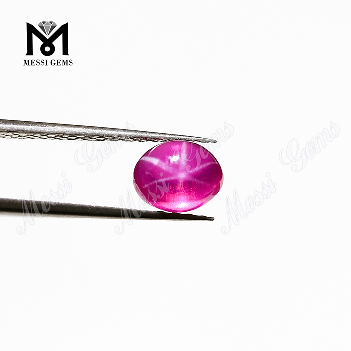 Lab Created Oval Cabochon Synthetic Ruby Star Sapphire Stone