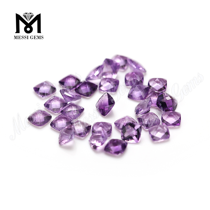 Factory natural gemstone faceted cushion shape amethyst stone price