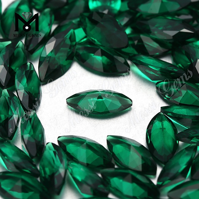 synthetic emerald green color marquise nano loose gemstone