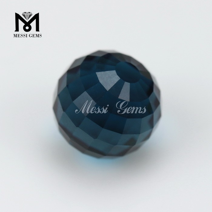 Fashionable Round Ball Faceted 12.0mm London Topaz Glass Gems For Vase Filler
