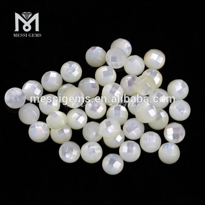 Round Facet 6 mm Natural Mother Of Pearl Shell