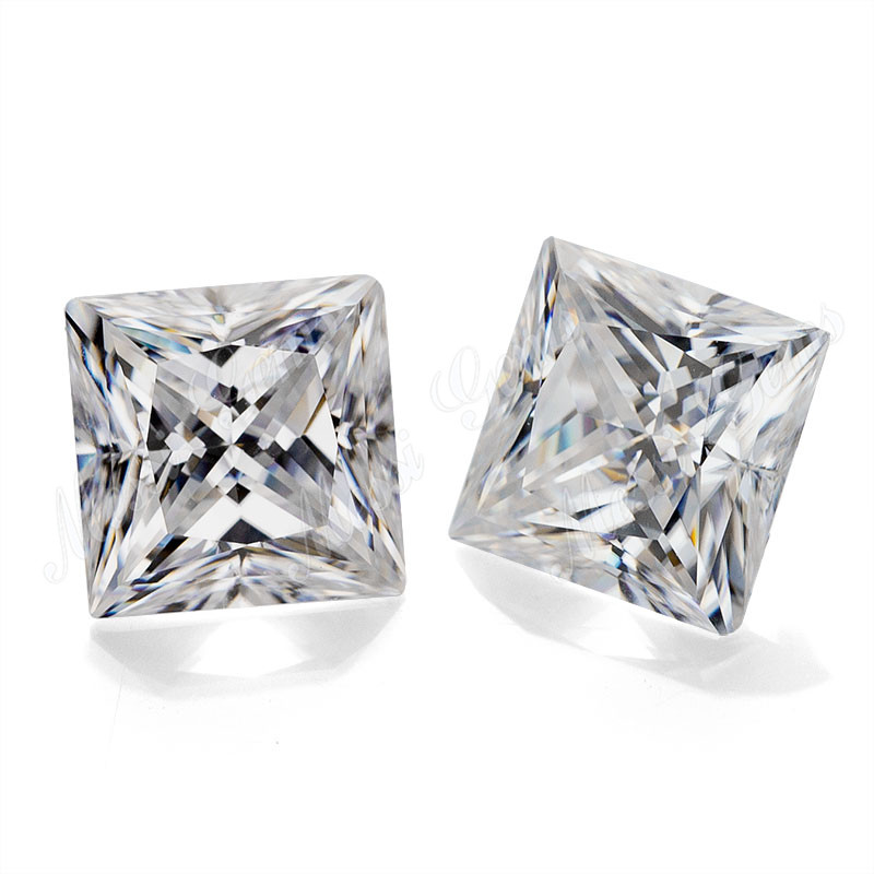 Wuzhou VVS moissanite diamond white Square Princess cut moissanite for Jewelry making