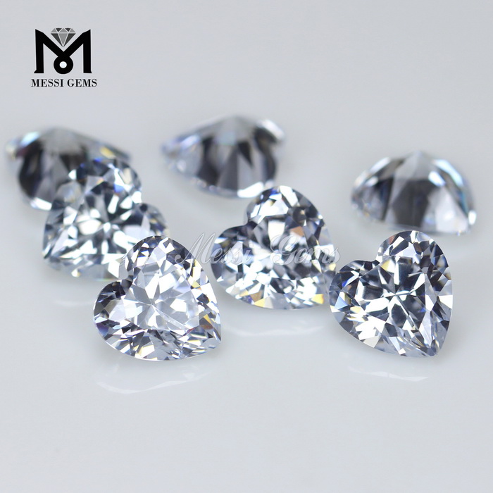 wuzhou factory price heart cut loose stones white cz gemstones 