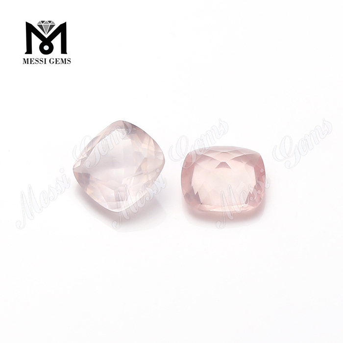Good quality faceted 8mm cushion rose quartz natural gemstone