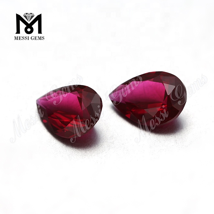 Loose 8*12mm Pear Cut Red Ruby Color Loose Nano Stones