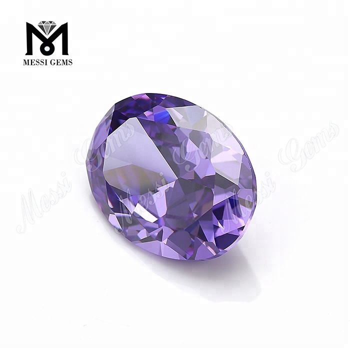 Wholesale CZ Oval Lavender Color Diamond Cut Cubic Zirconia Gemstone
