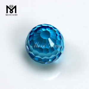 Wholesale Price Zircon Stone Aqua Blue 12mm Round Faceted Cubic Zirconia