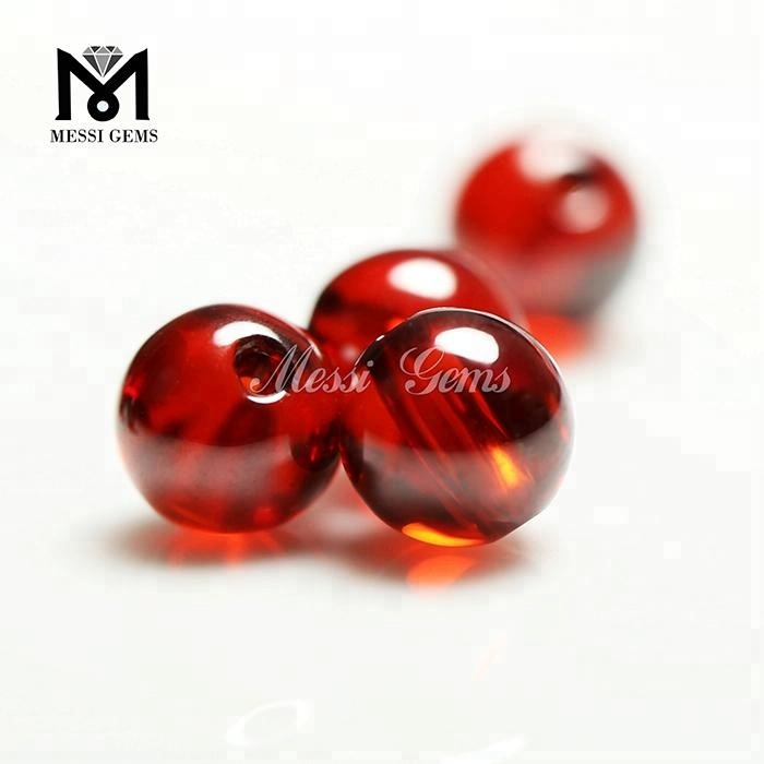 Factory price 7mm garnet cz ball with hole
