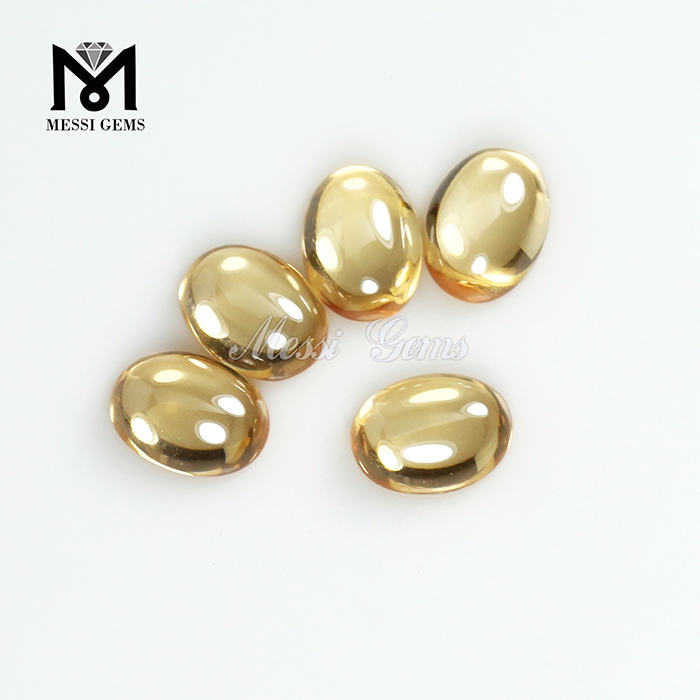 Oval Cabochon 6 x 8 mm champagne synthetic cubic zirconia