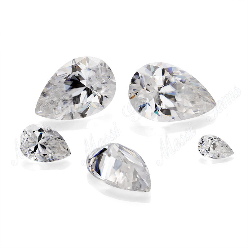 Wholesale Loose gemstones color play or fire Pear Moissanite price per carat