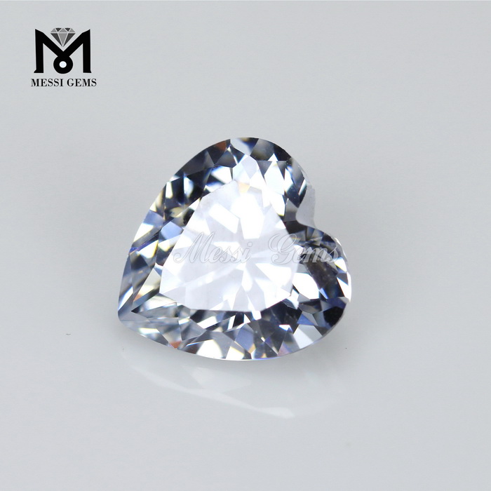 wuzhou factory price heart cut loose stones white cz gemstones 