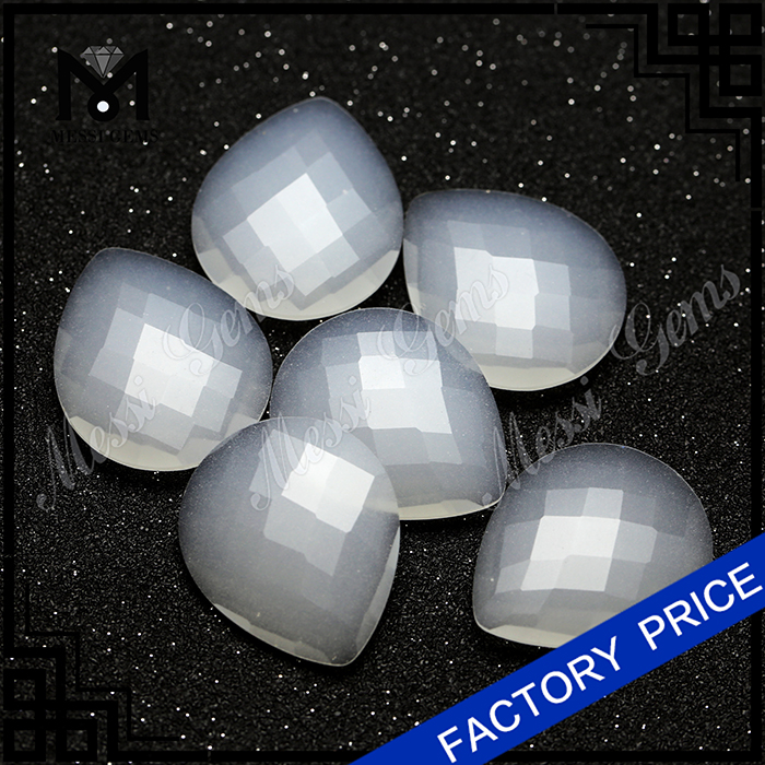 white loose jade stones pear checker cut wholesale jade price