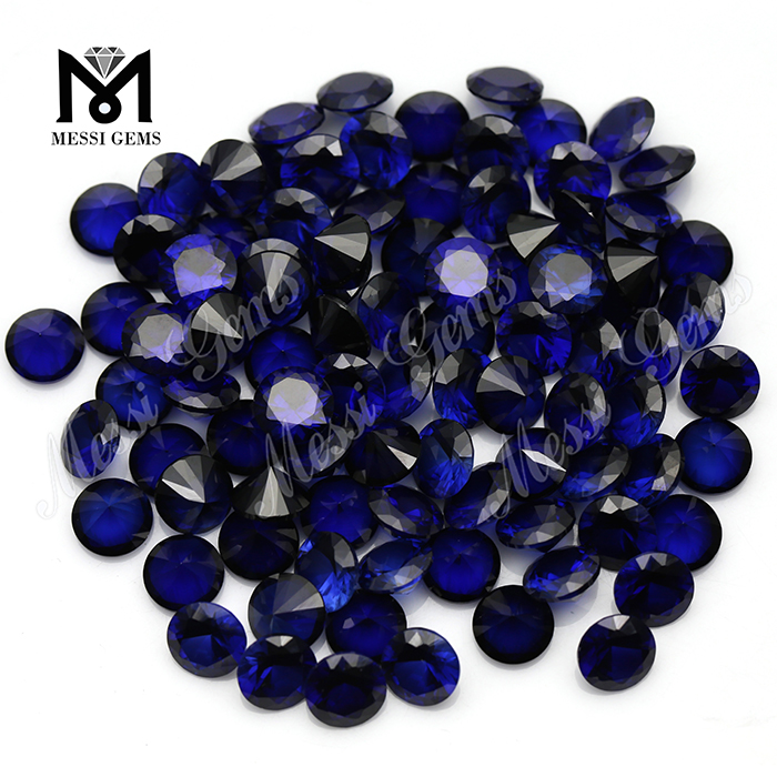 Wholesale 34# blue round shape 9mm corundum synthetic ruby
