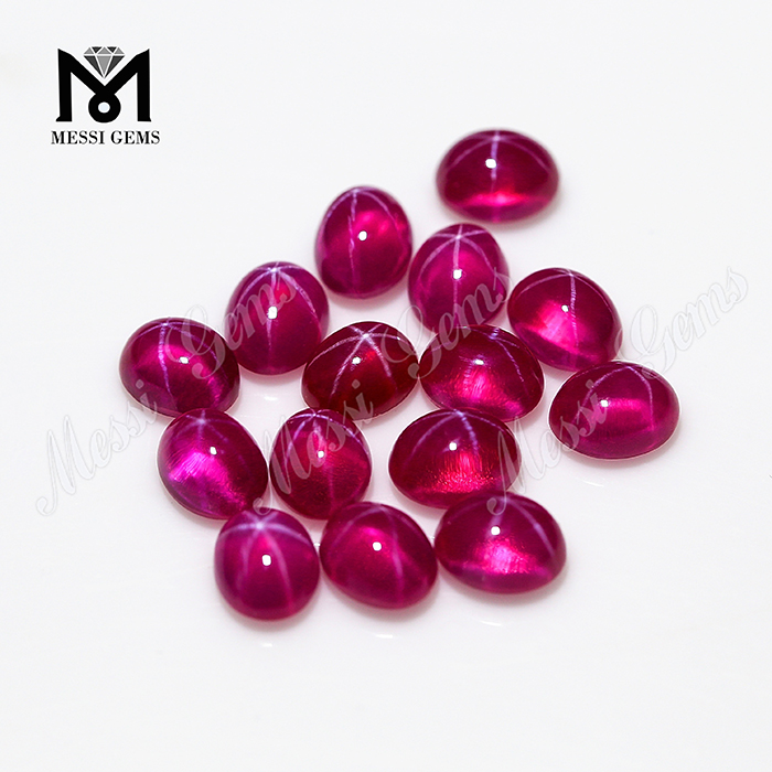 Lab Created Oval Cabochon Synthetic Ruby Star Sapphire Stone