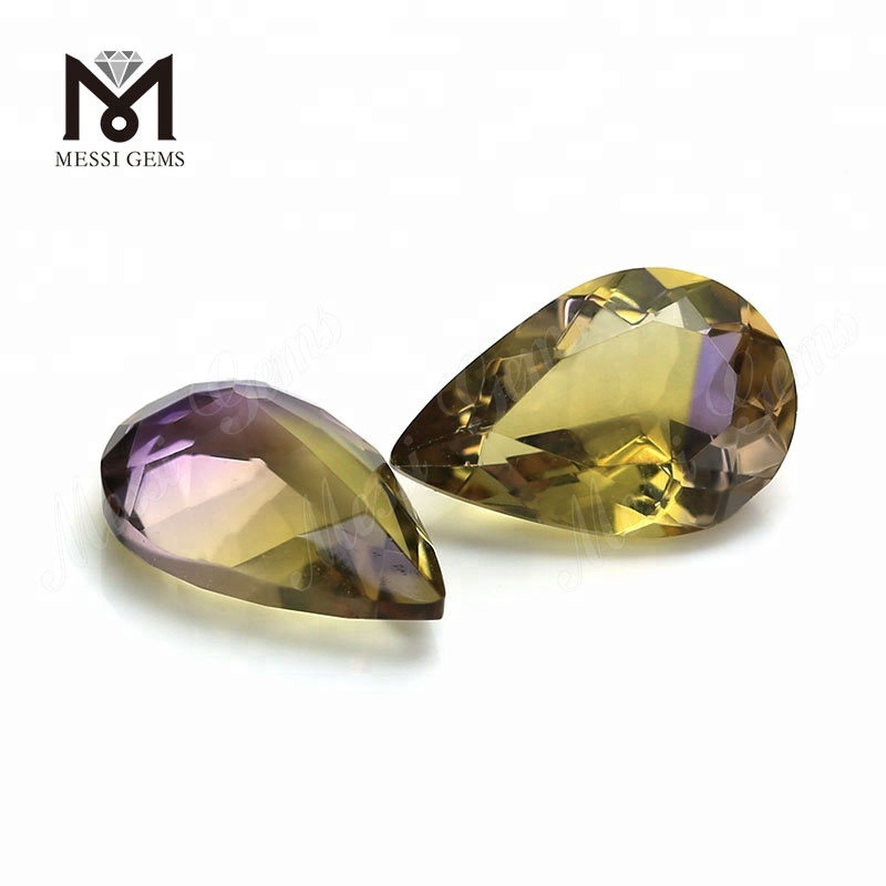 wholesale pear ametrine loose gemstone crystal synthetic quartz stone