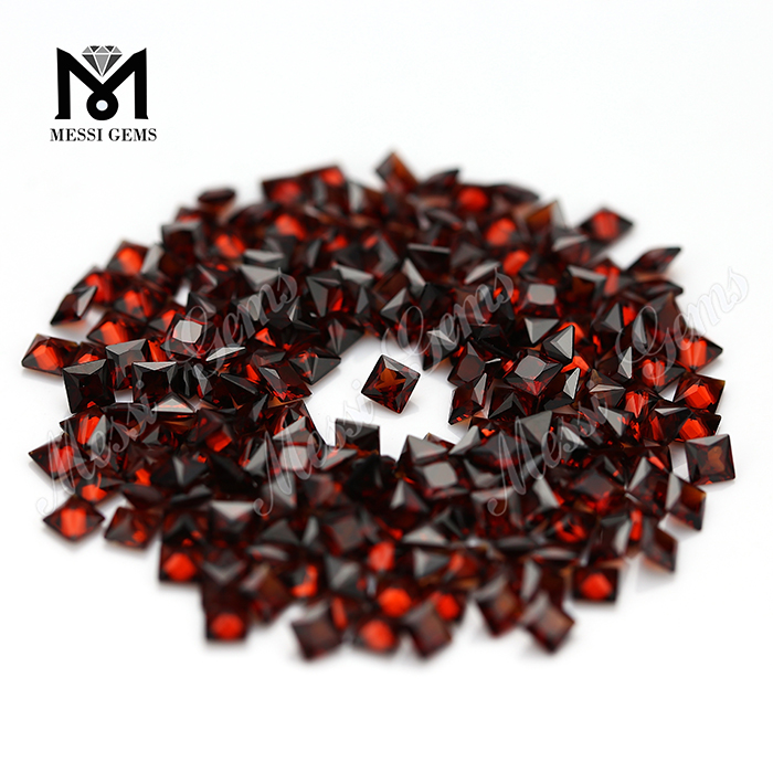 Guangzhou Clean Quality Square 3x3mm Garnet Stone Natural Red Garnet Stone