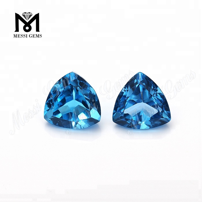 Factory price blue crystal top quality trillion shape natural blue topaz gemstone