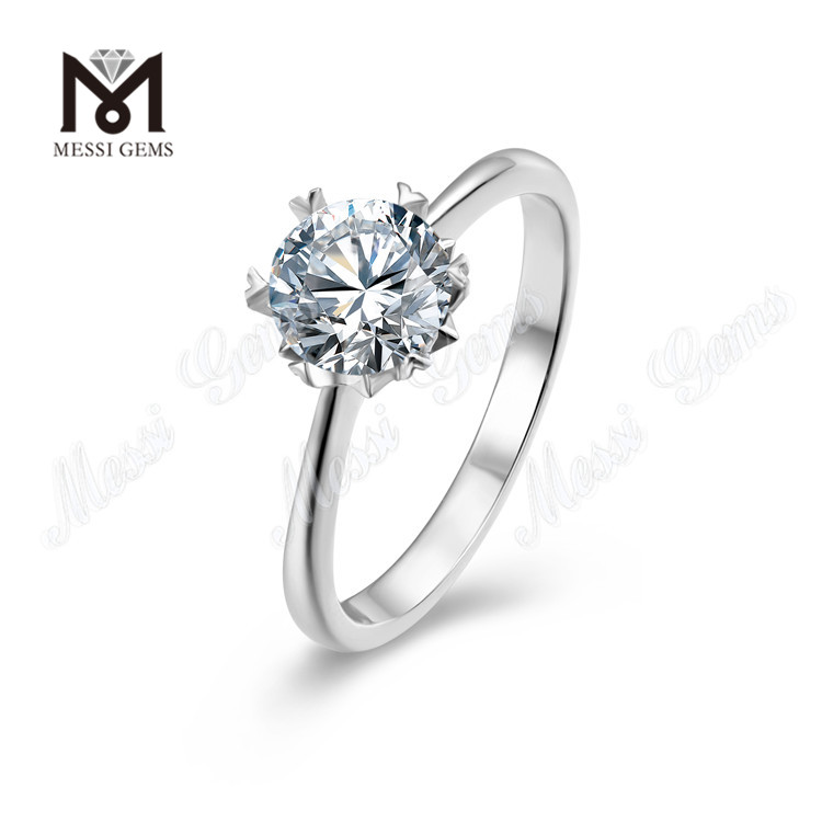 Messi Gems classic round moissanite diamond eternity 925 sterling silver ring