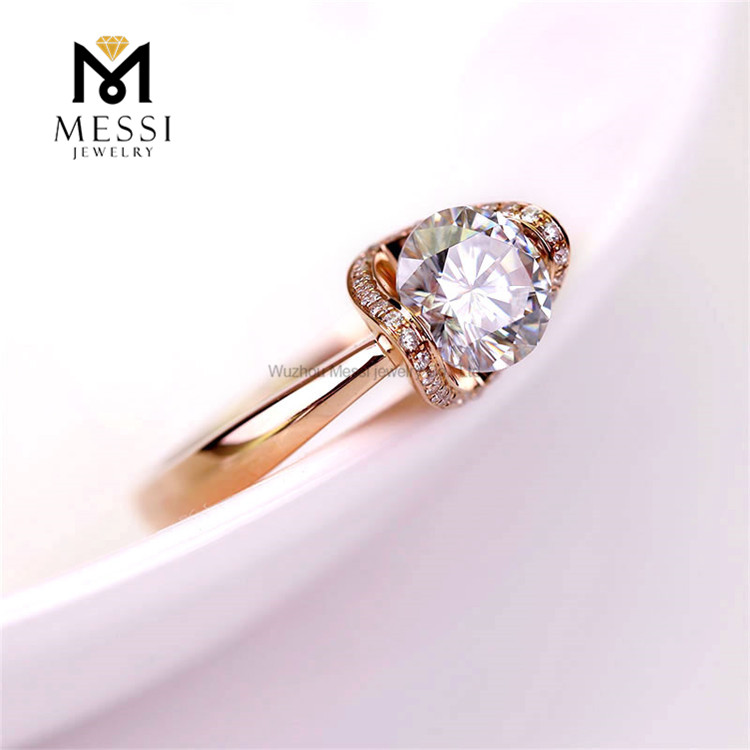 1ct moissanite rose gold ring Bar Setting moissanite wedding rings