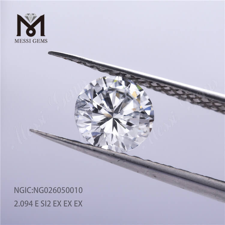 2.09ct E SI2 Lab Grown Diamonds Round Cut HPHT CVD NGIC Certificate