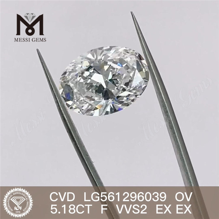 5.18CT OV F VVS2 EX EX LG561296039 lab grown diamond CVD 