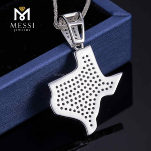 Mens hip hop high quality hand set moissanite diamond rapper silver pendant necklace jewelry