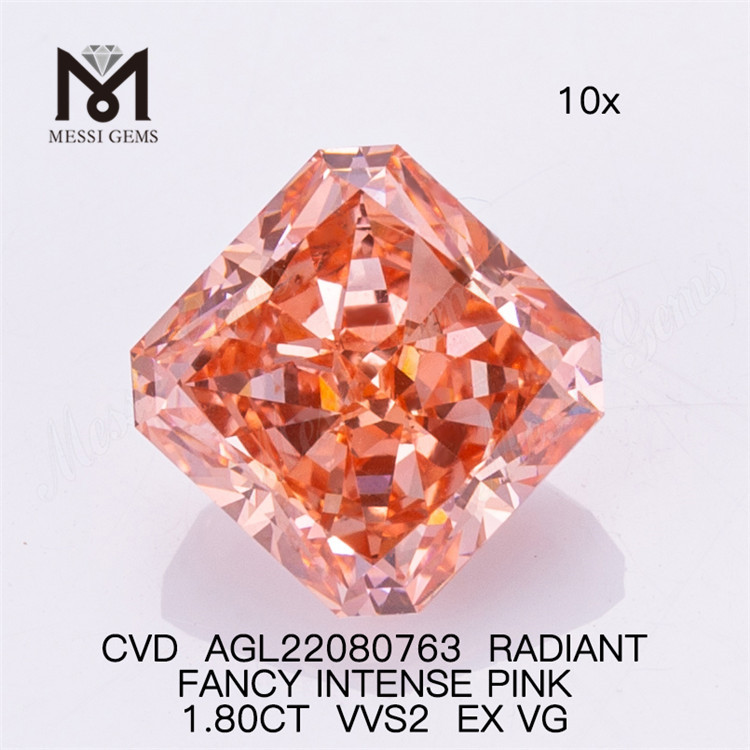 1.80CT VVS2 EX VG Radiant Wholesale Lab Diamonds Pink FANCY INTENSE PINK Diamond CVD AGL22080763 