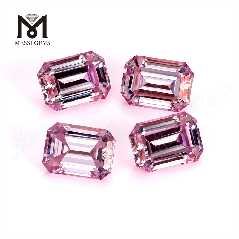 Factory price 1 carat 6.5x5mm pink VVS Moissanite stone Emerald cut for jewelry making