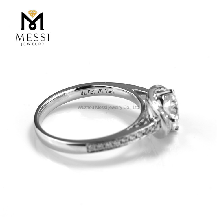 1 carat 4 prongs white gold moissanite gold ring for women