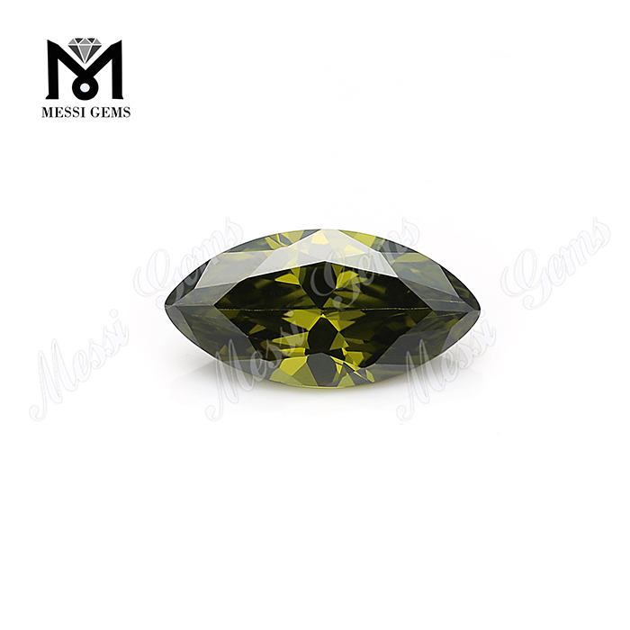 Loose Gemstone Marquise cut Color play or fire Olive cubic zirconia 