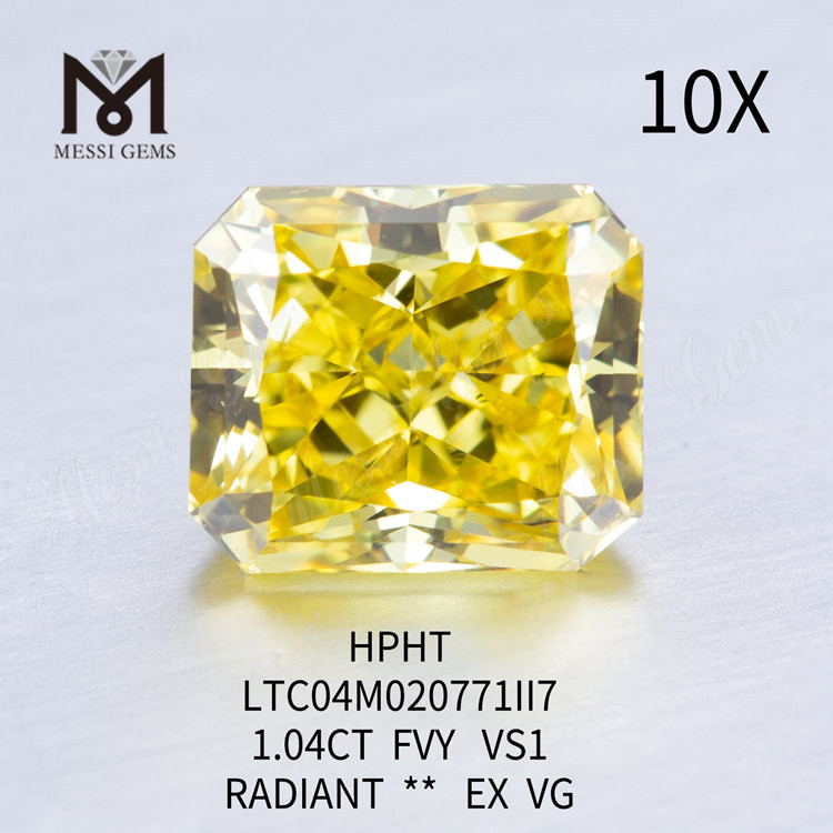 1.04ct yellow lab diamonds radiant cut VS2 